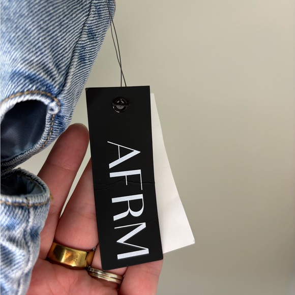 AFRM Light Wash Denim Cutout Crop Top - Light Blue - Picture 6 of 10